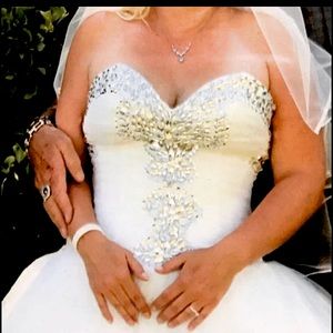 Princess Strapless Jeweled Wedding Pageant Gown